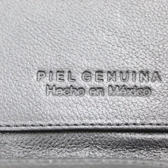 Embossed Tooled Black Leather Wallet Trifold Organizer Women's Made in Mexico - Picture 5 of 8